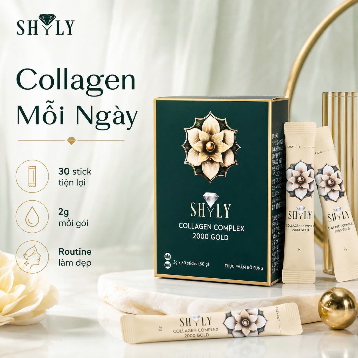 SHYLY Collagen 30 stick tiện lợi sử dụng mỗi ngày