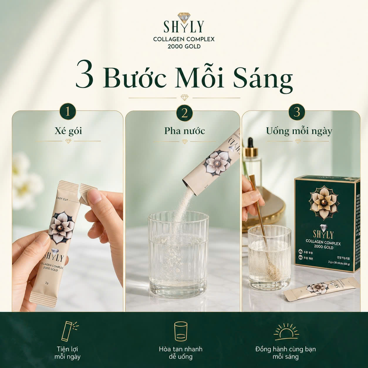 Ba bước sử dụng SHYLY Collagen
