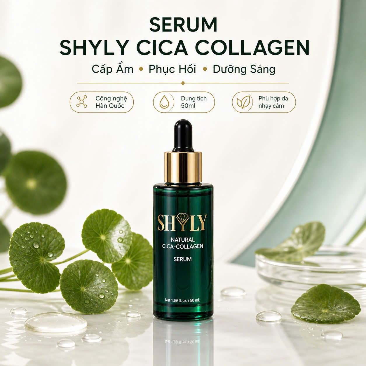 SHYLY Natural Cica-Collagen Serum cấp ẩm phục hồi dưỡng sáng